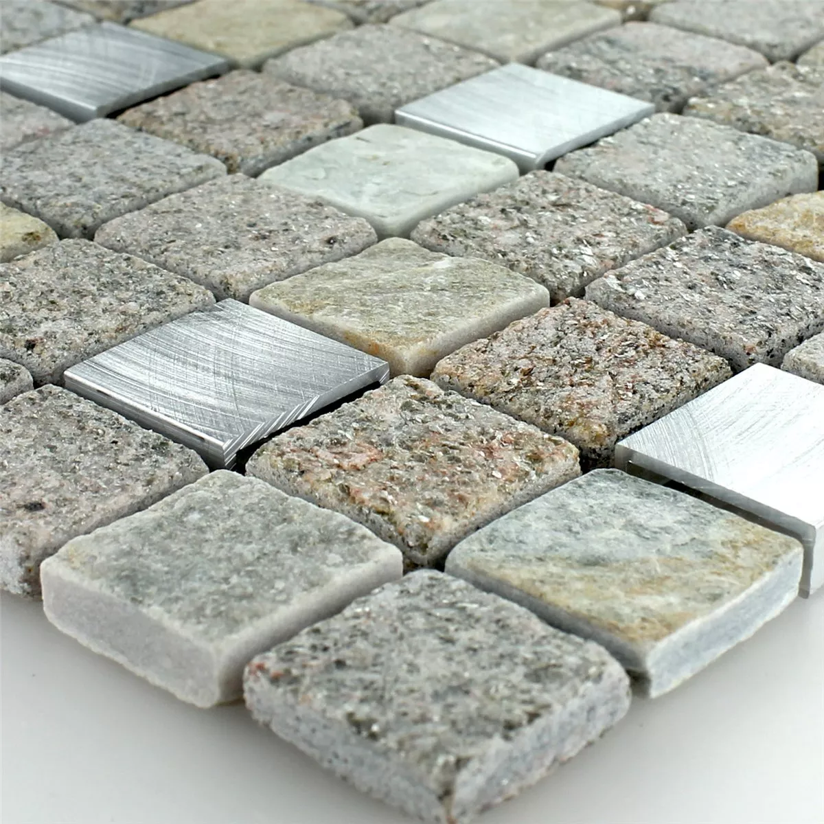 Mozaik Pločice Kvarcit Alu Prirodni Kamen 23x23x8mm