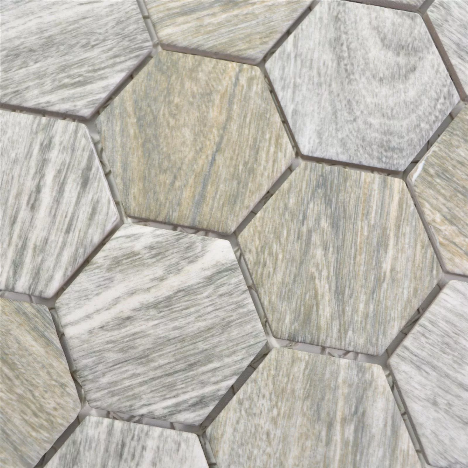 Keramički Mozaik Pločice Elmshorn Šesterokut Imitacija Kamen Siva