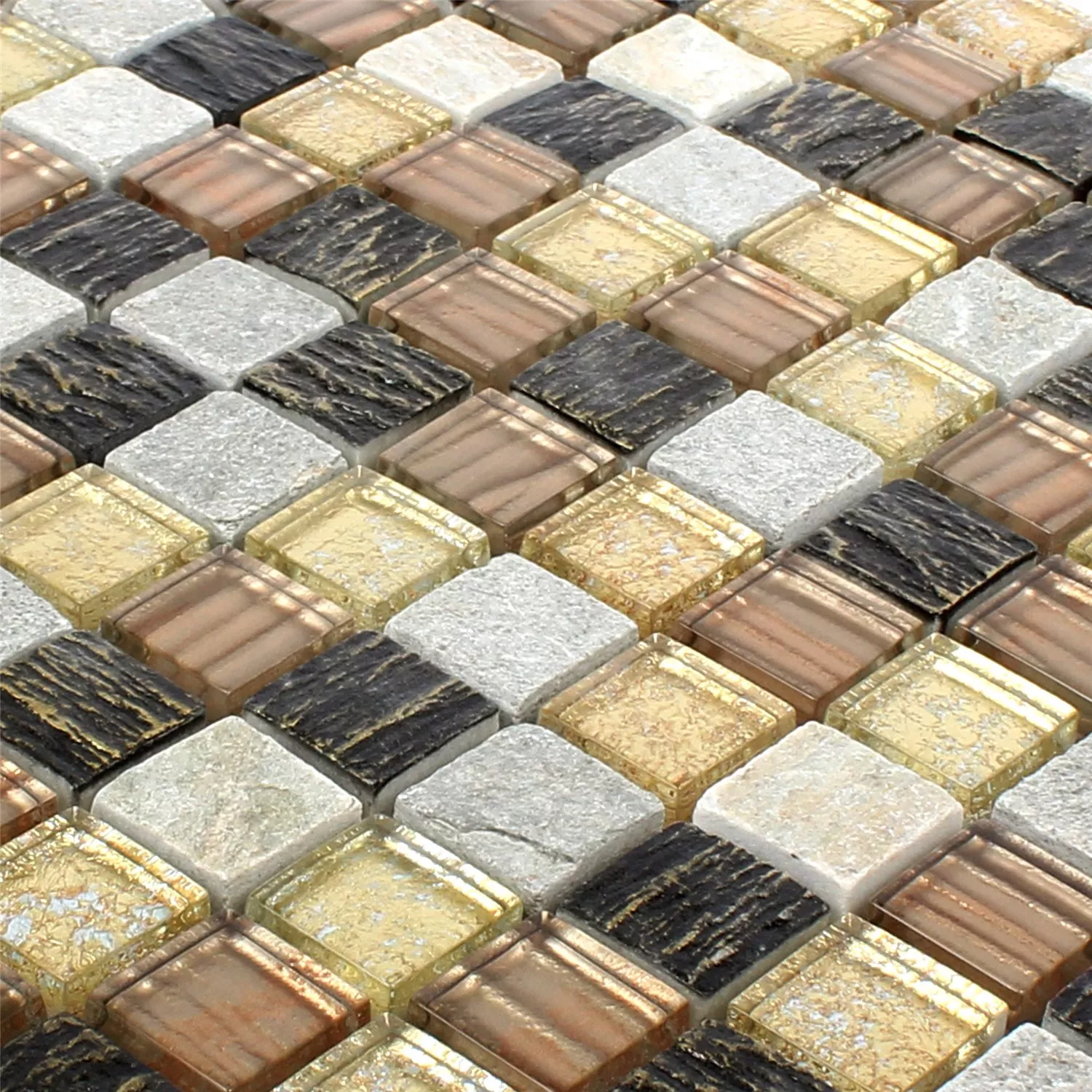 Mozaik Pločice Staklo Kamen Mix Canova Zlatna Smeđa