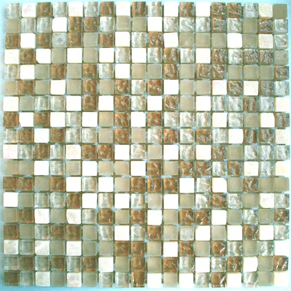 Mozaik Pločice Stakleni Mramor 15x15x8mm Bež Mix Onik