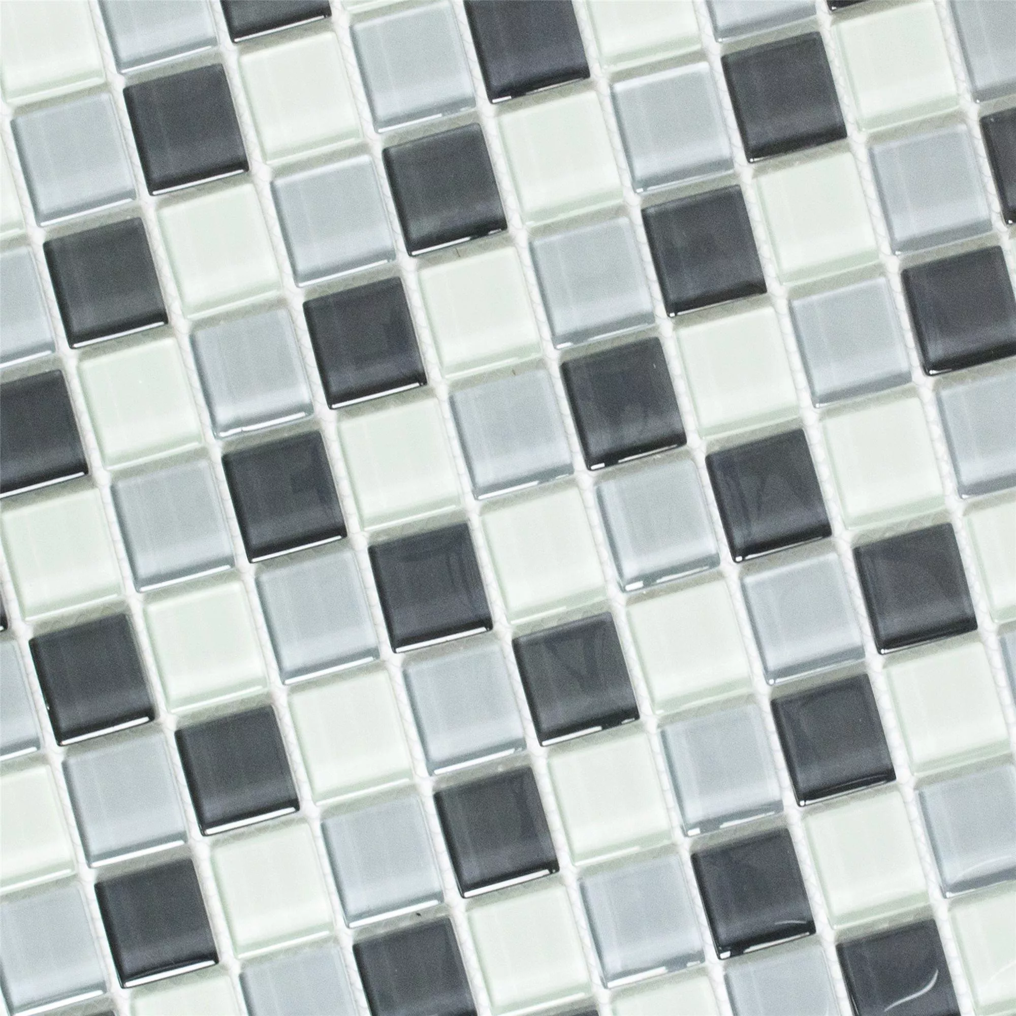Stakleni Mozaik Pločice Alpha Siva Bijela Kvadrat 25