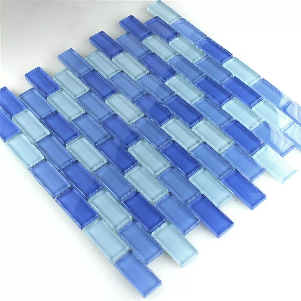Mozaik Pločice Staklo Brick Svjetloplava Mix 25x50x8mm
