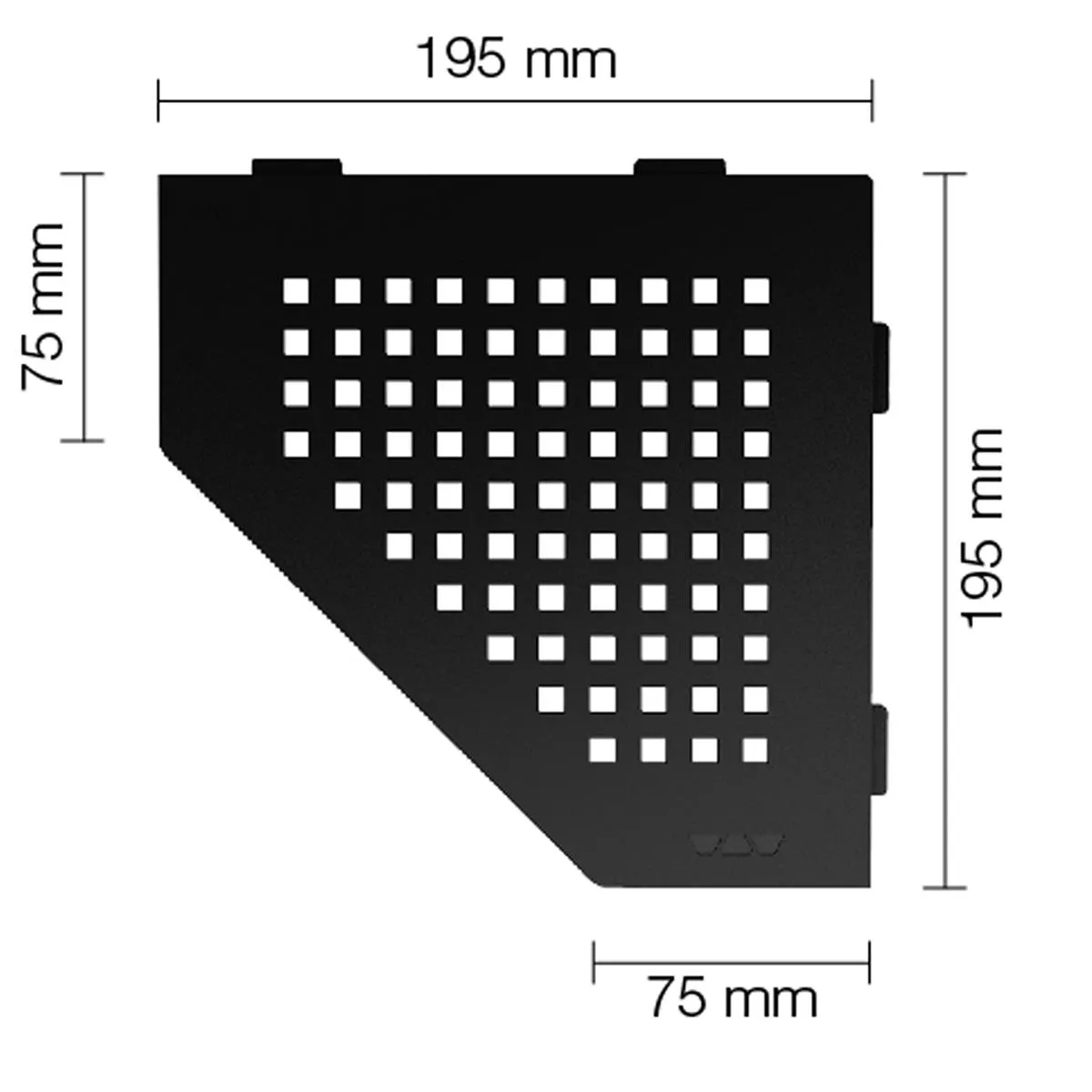 Zidna polica za tuš kabinu Schlüter 5eck 19,5x19,5 cm Square Graphite