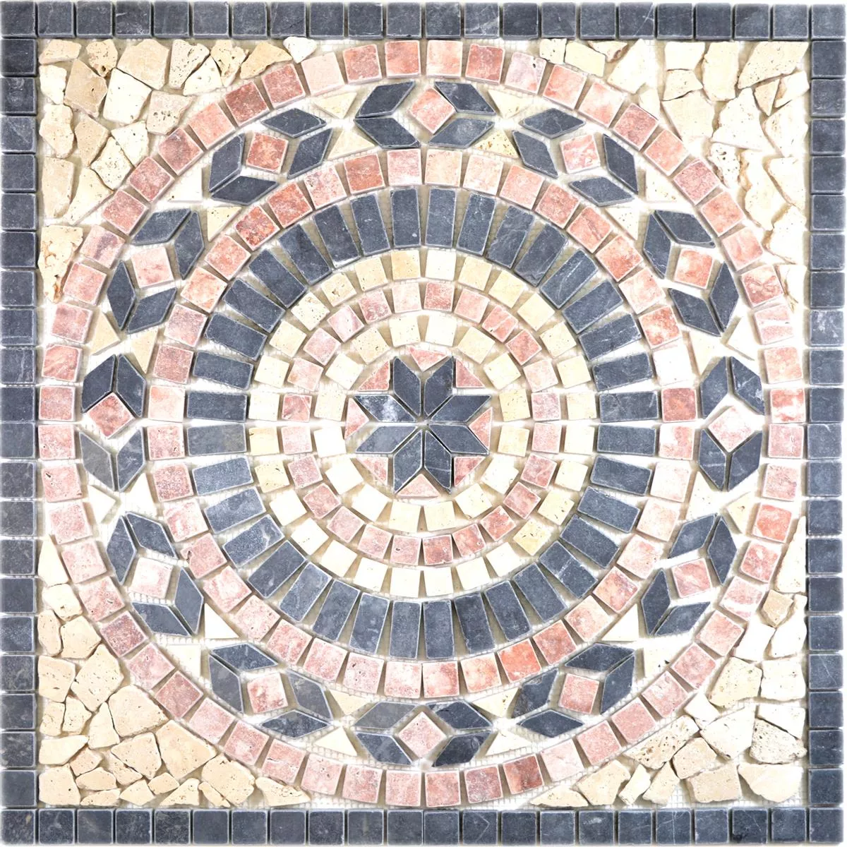 Prirodni Kamen Element Mozaika Buxton Bež Crvena Crna 61x61cm