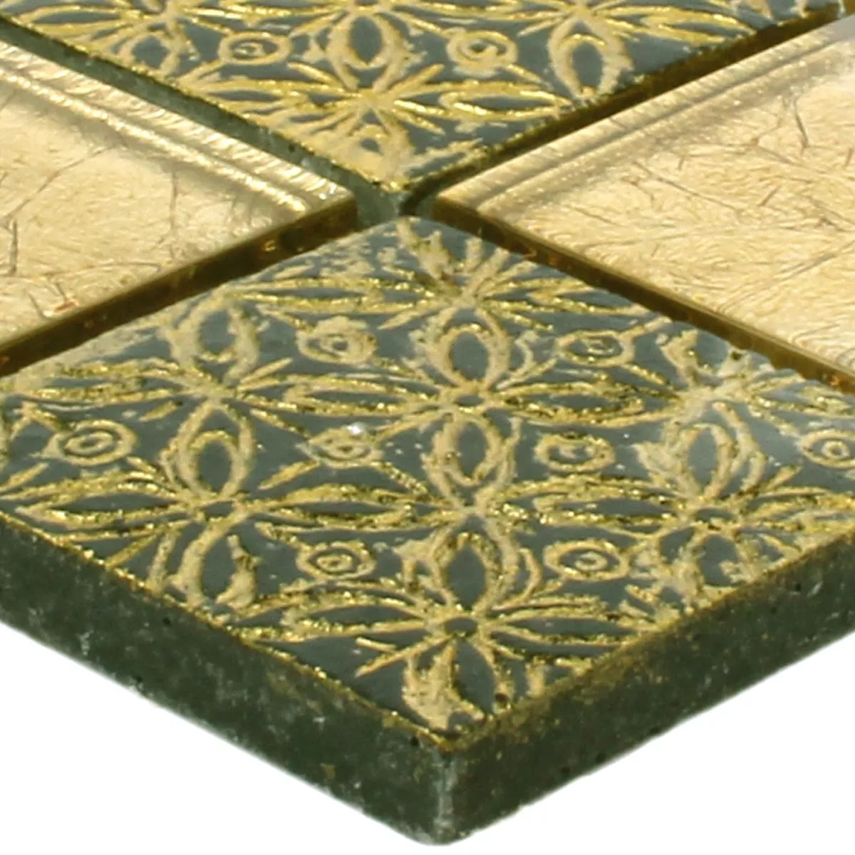 Uzorak Mozaik Pločice Staklo Prirodni Kamen Friesia Zlatna