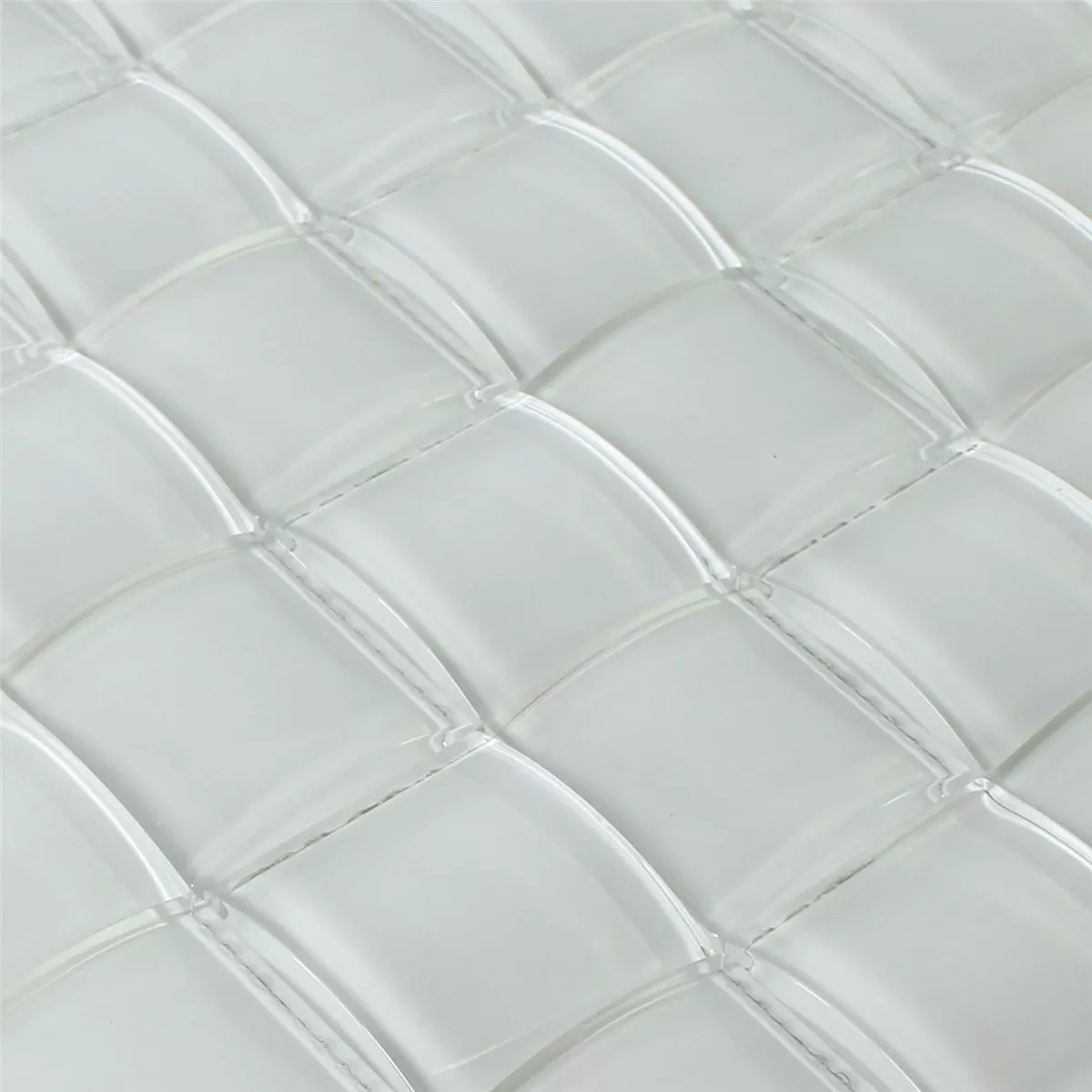 Stakleni Mozaik Pločice 3D Efekt Bijela Uni
