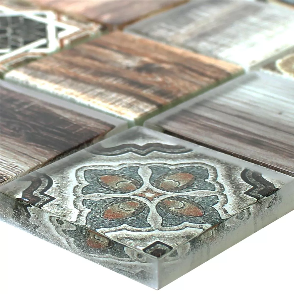 Uzorak Stakleni Mozaik Pločice Imitacija Drva Makarska Smeđa