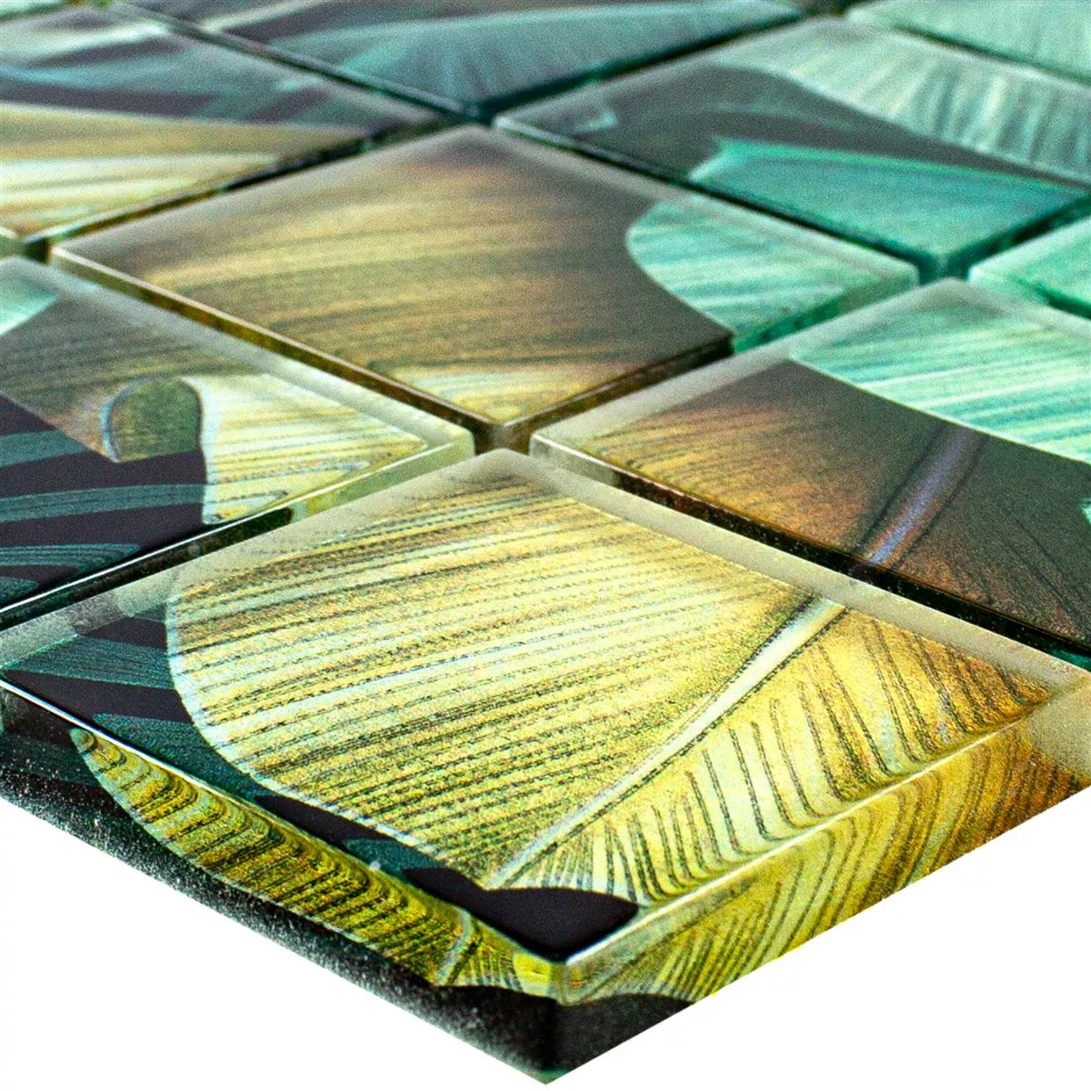 Uzorak Stakleni Mozaik Pločice Pittsburg Cvjetna Optika Zelena Smeđa