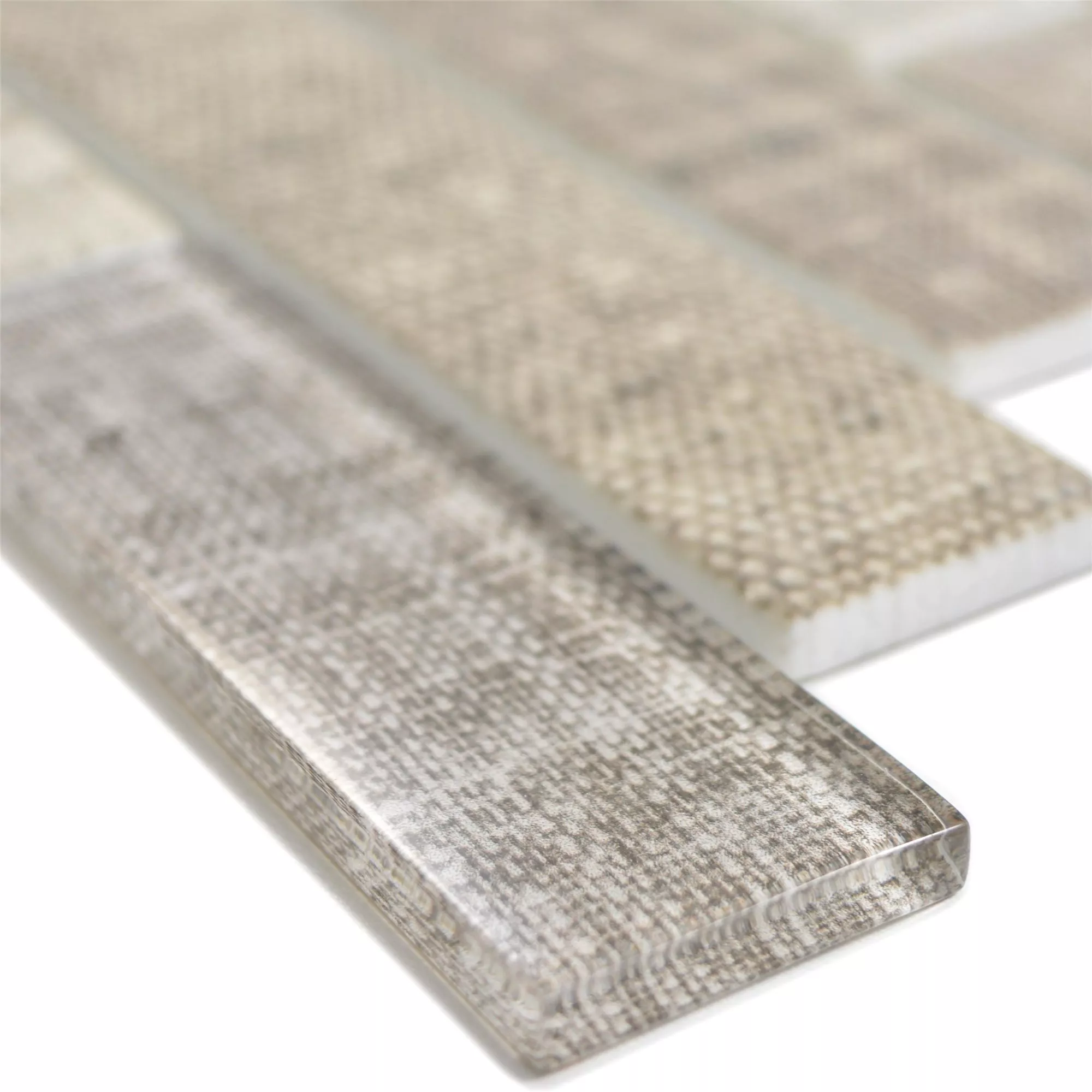 Stakleni Mozaik Pločice Lyonel Tekstil Izgled, Imitacija Brick Bež