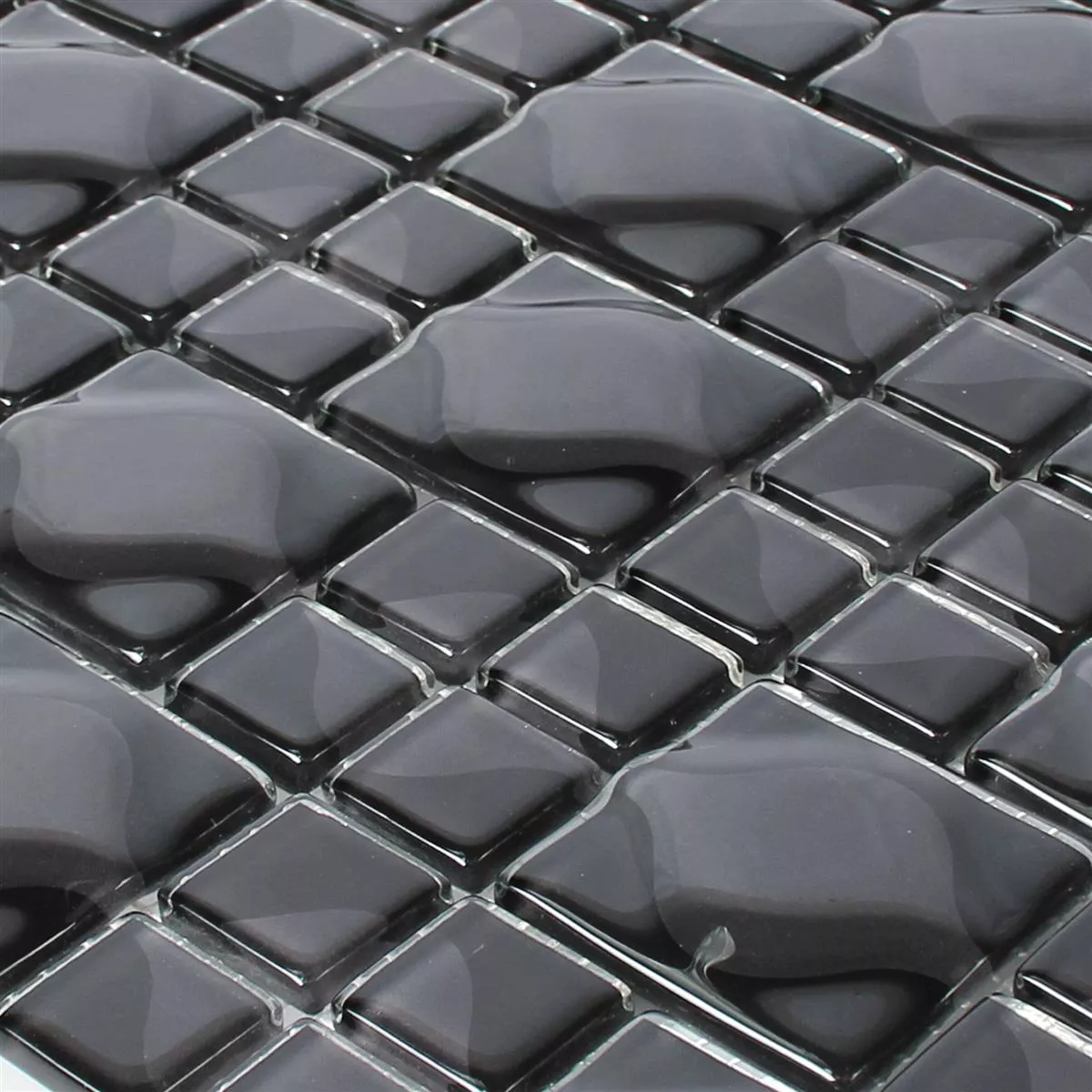 Stakleni Mozaik Pločice Nokta Crna Siva 3D