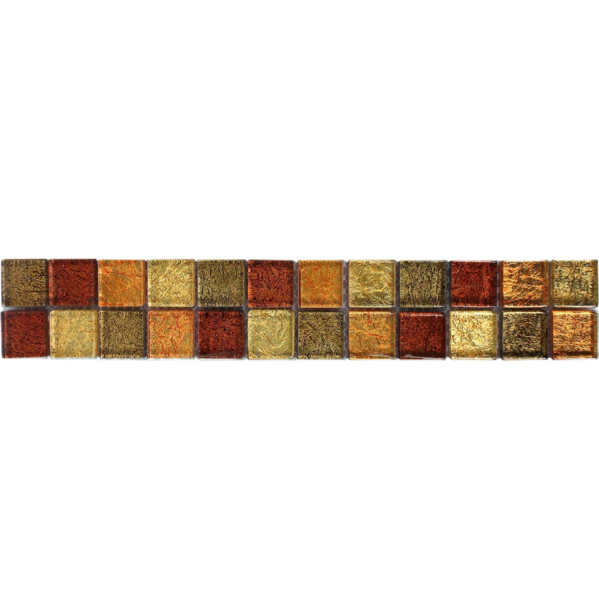 Stakleni Mozaik Pločice Bordura SantaFe Zlatna Narančasta Q23