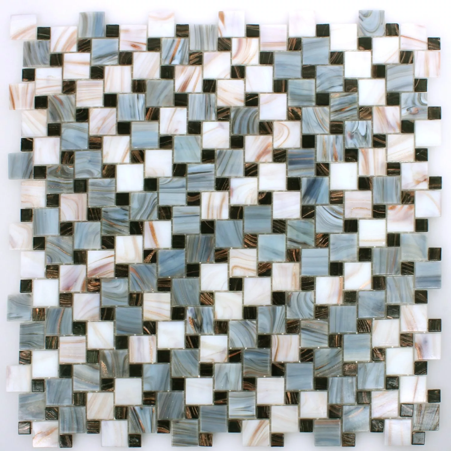 Mozaik Pločice Staklo Tahiti Siva Bijela