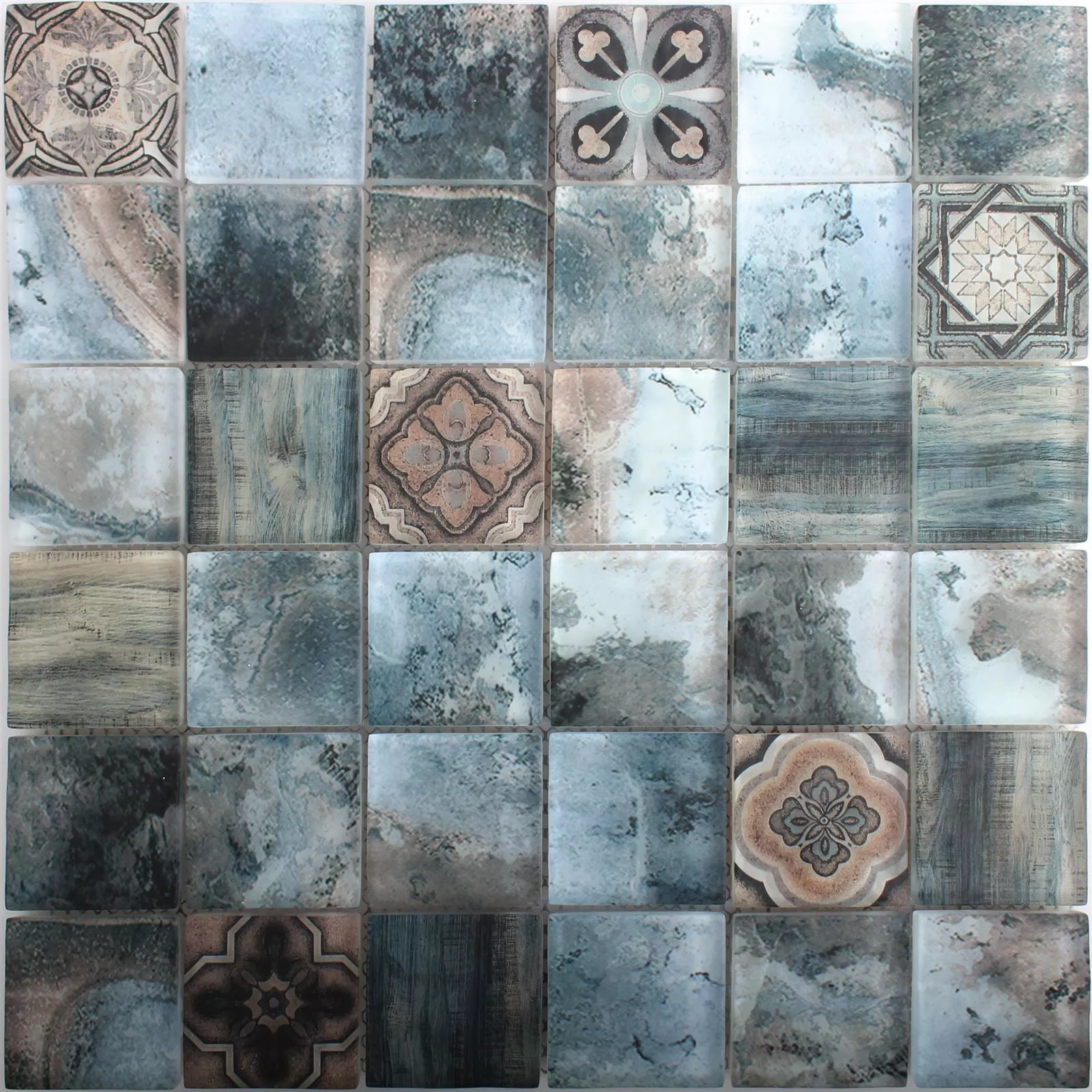 Stakleni Mozaik Pločice Prinsburg Smeđa Plava Valovit