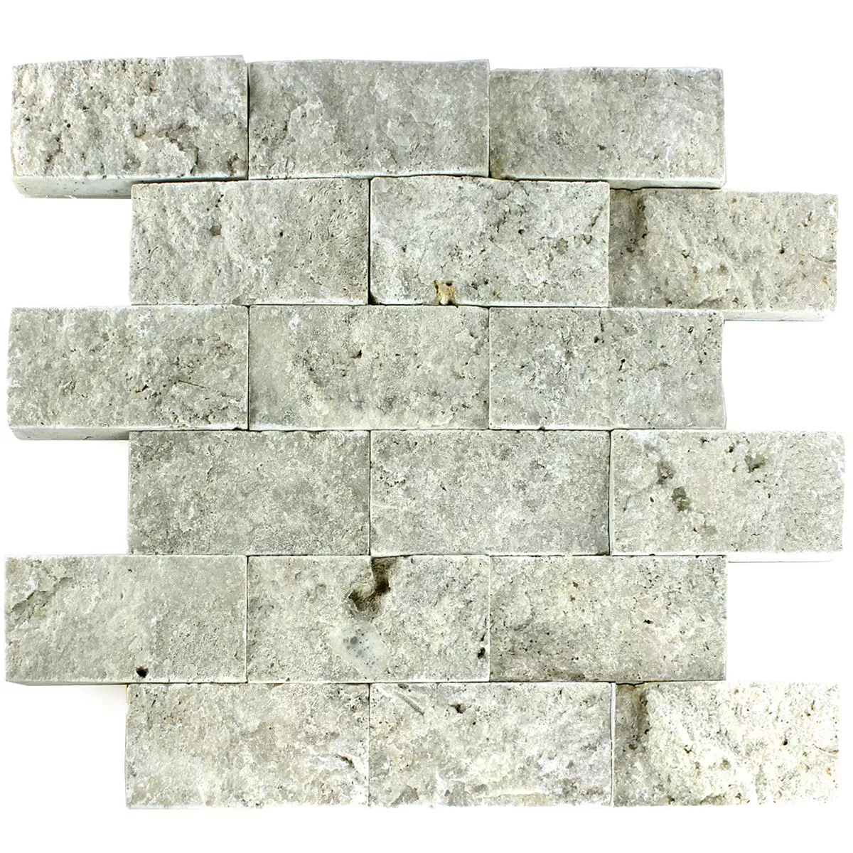 Uzorak Mozaik Pločice Prirodni Kamen 3D Sumba Srebrna Brick