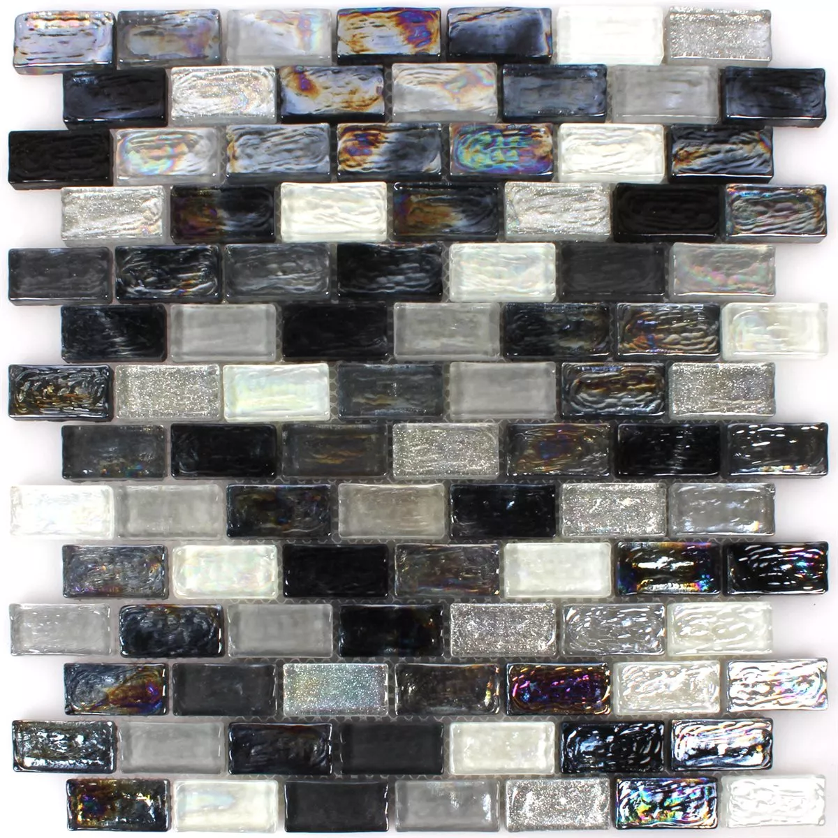 Mozaik Pločice Staklo Efekt Petrol Black Mix 20x42x8mm