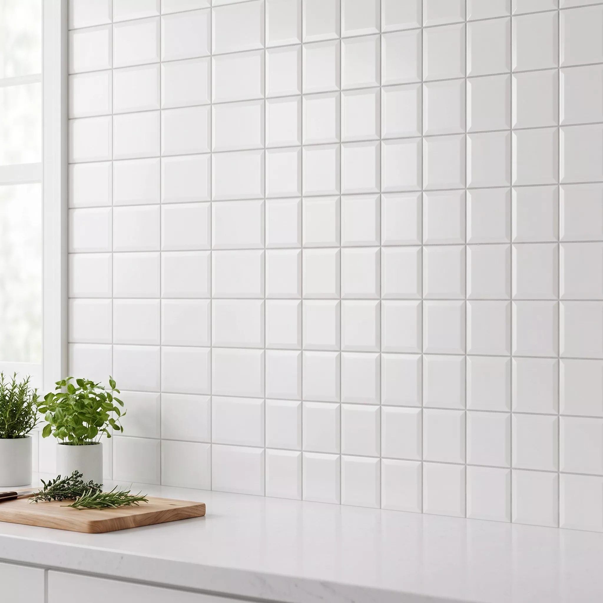 Metro pločica Bijela Mat 10x10 cm Faceta Catarina Blanco