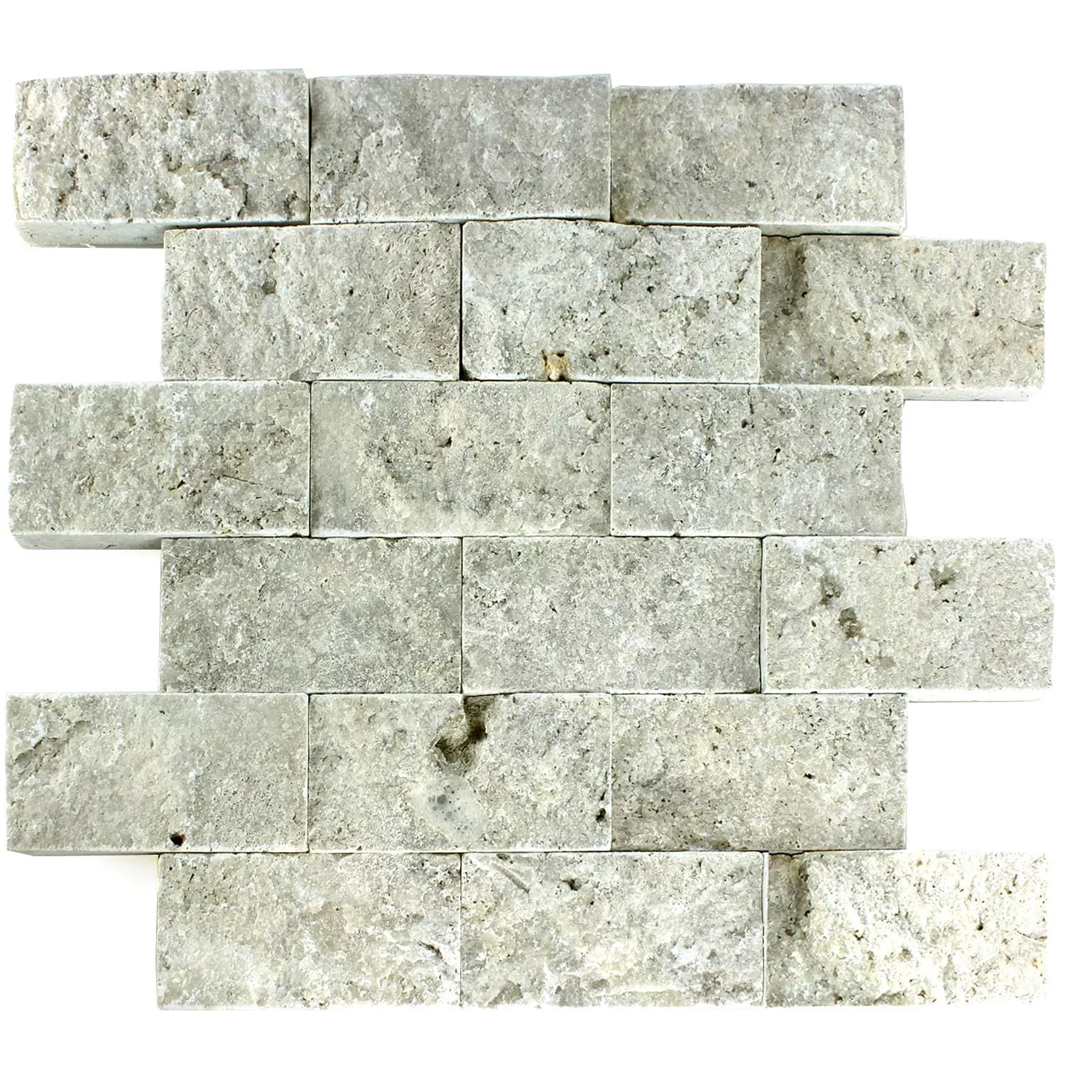 Mozaik Pločice Prirodni Kamen 3D Sumba Srebrna Brick