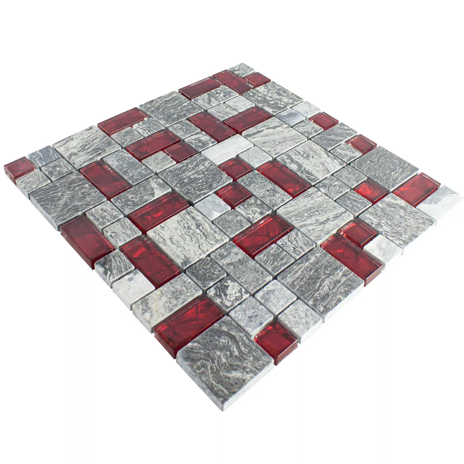 Uzorak Stakleni Mozaik Pločice Od Prirodnog Kamena Manavgat Siva Crvena ix