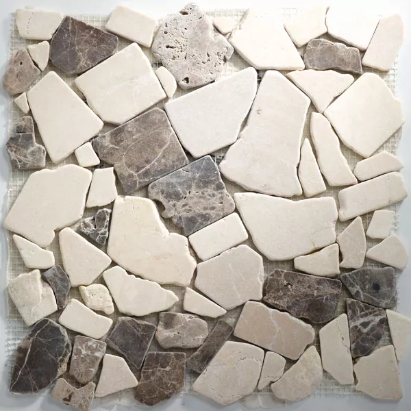 Mozaik Pločice Lomljeni Mramor Castanao Cream
