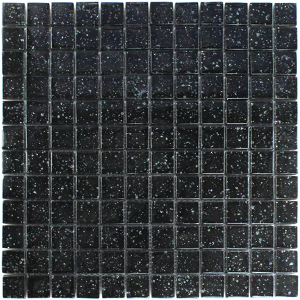 Stakleni Mozaik Pločice Noć Crna Šljokice 23x23x8mm