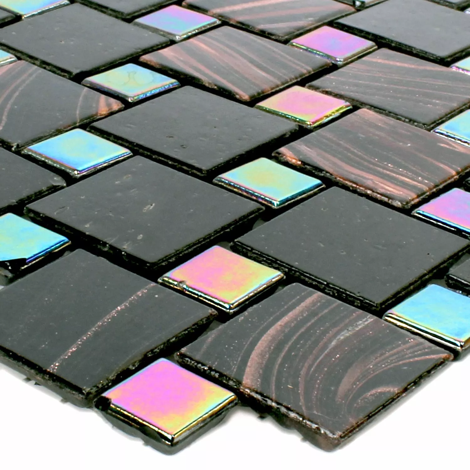 Mozaik Pločice Staklo Tahiti Smeđa Crna Metallic
