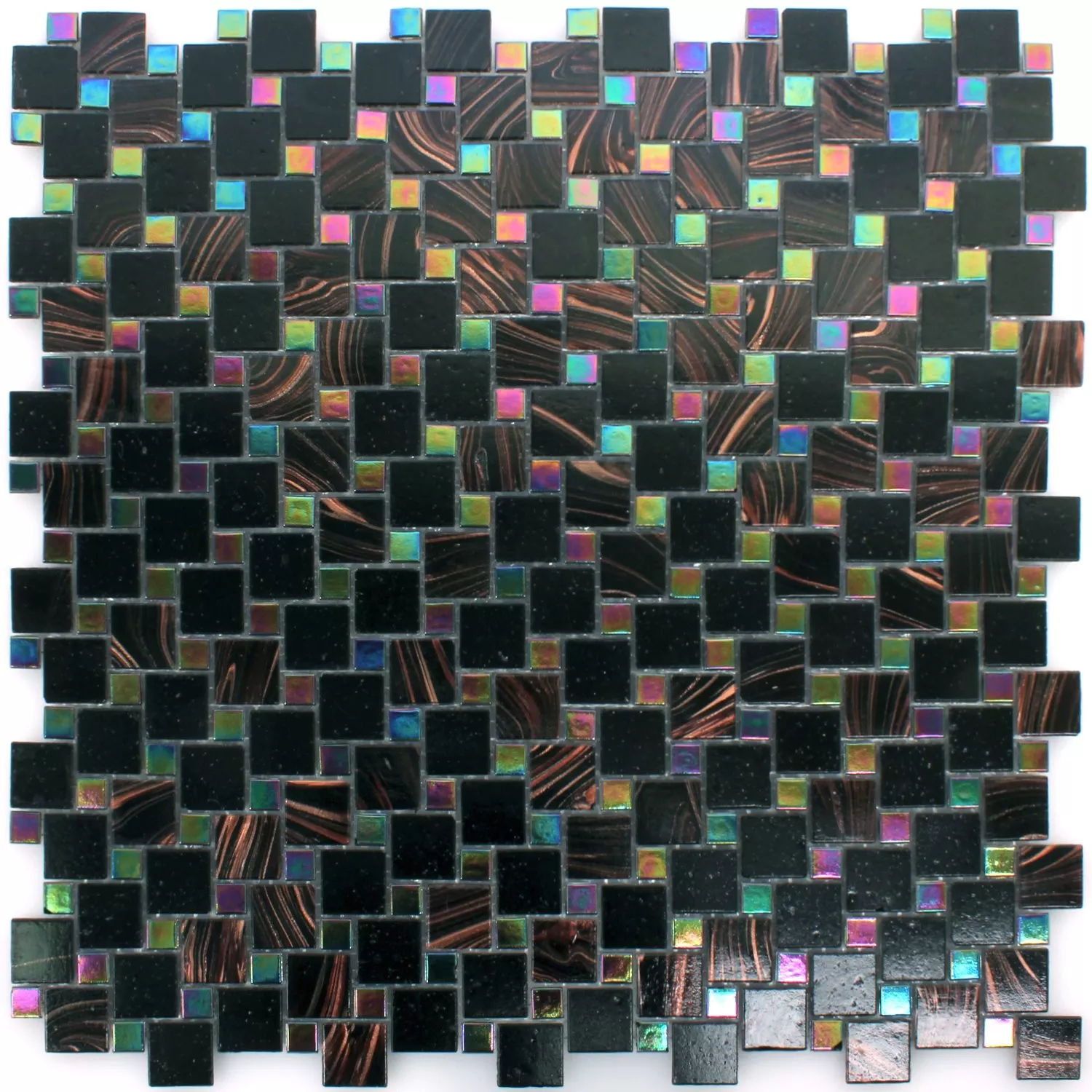 Uzorak Mozaik Pločice Staklo Tahiti Smeđa Crna Metallic