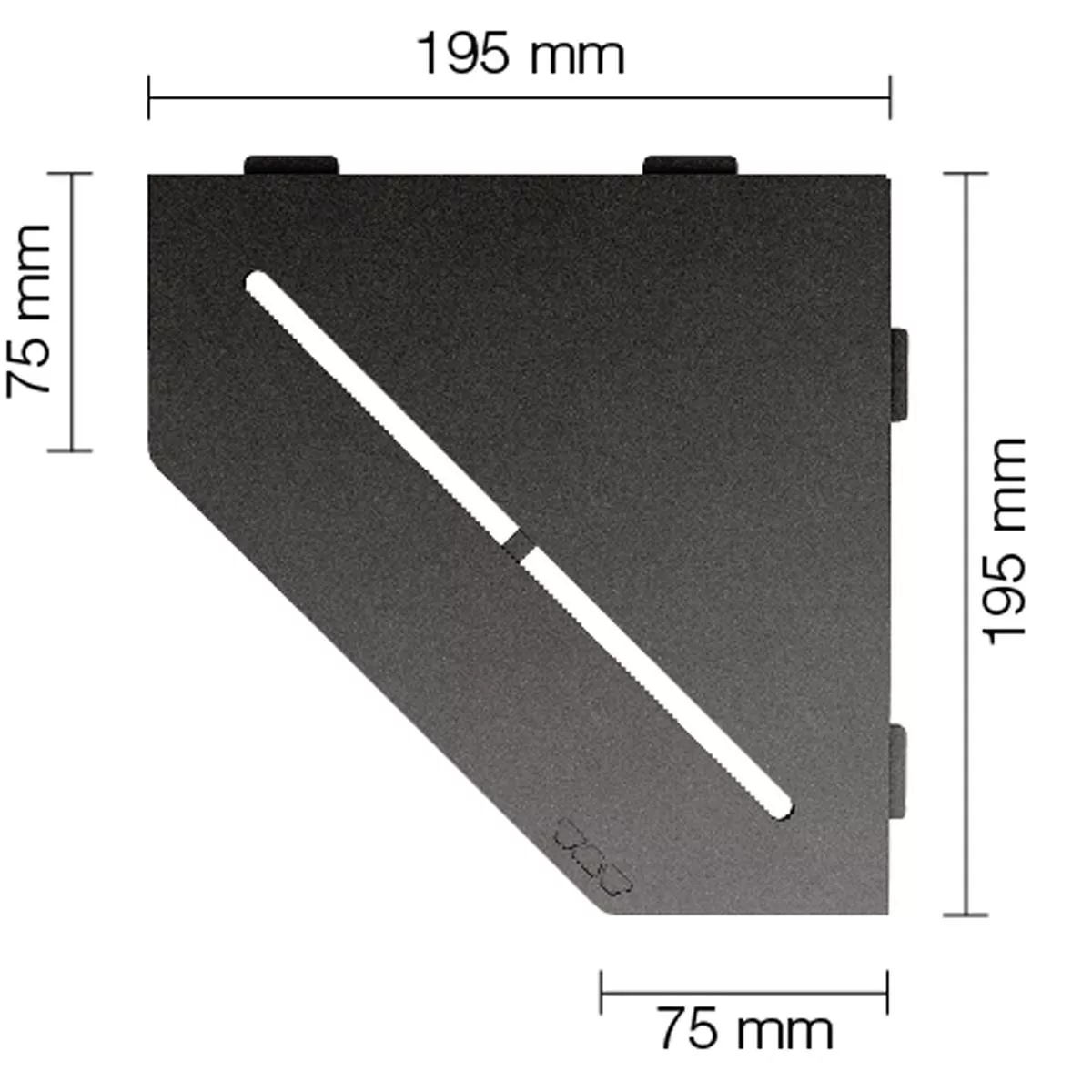 Zidna polica za tuš kabinu Schlüter 5eck 19,5x19,5 cm čisti antracit