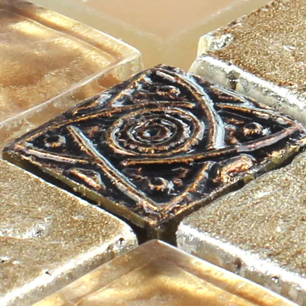 Uzorak Stakleni Mozaik Pločice Od Prirodnog Kamena Kobold Smeđa Bež Zlatna
