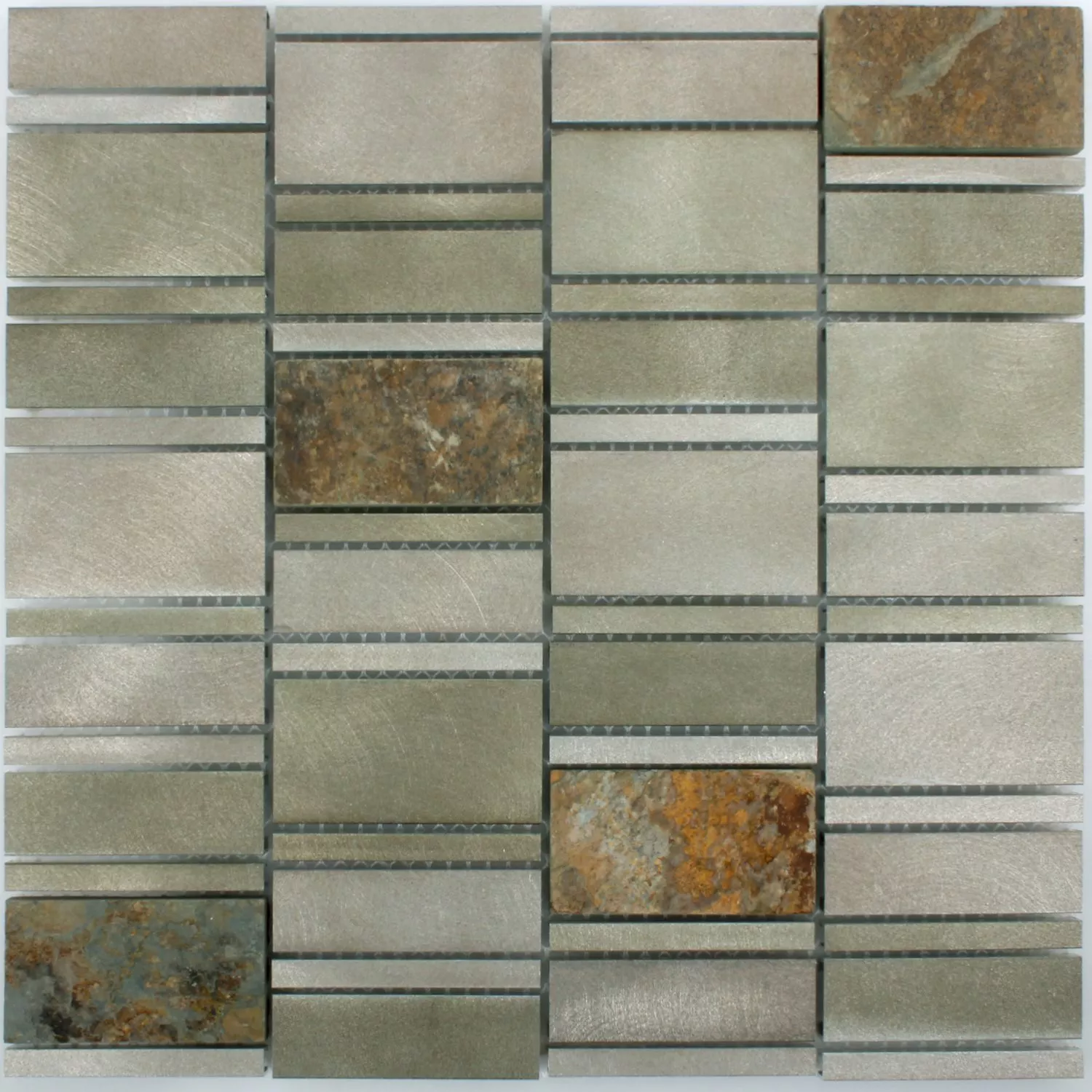 Uzorak Mozaik Pločice Prirodni Kamen Aluminij Avanti Smeđa