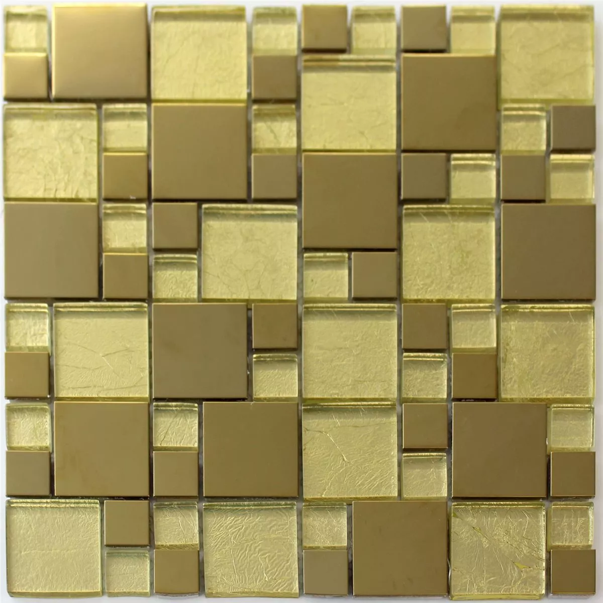 Uzorak Mozaik Pločice Staklo Čelik Metal Zlatna
