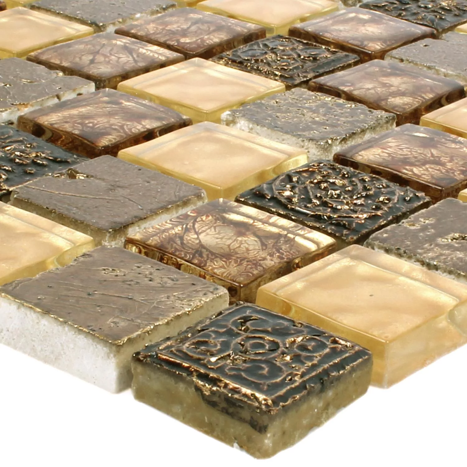 Uzorak Mozaik Pločice Staklo Prirodni Kamen Maya Zlatna