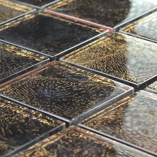 Stakleni Mozaik 48x48x8mm Smeđa Zlatna Metal