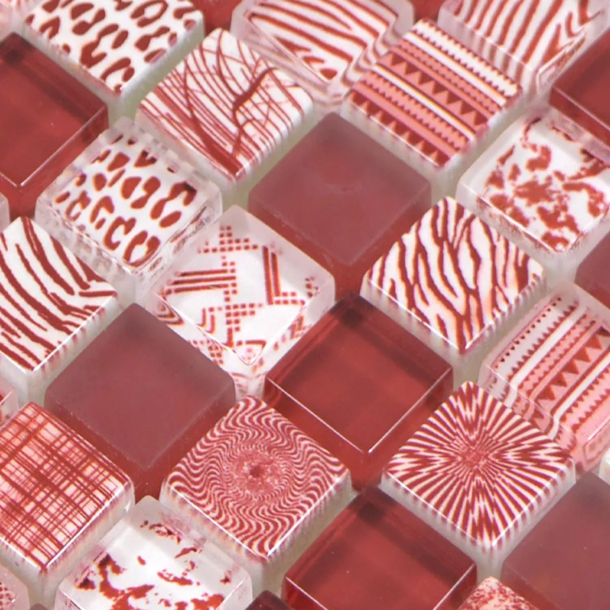 Uzorak Stakleni Mozaik Pločice Cornelia Retro Izgled Crvena