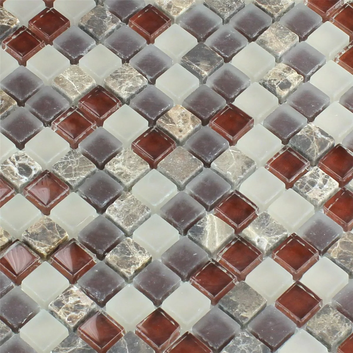 Mozaik Pločice Staklo Mramor 15x15x8mm Smeđa