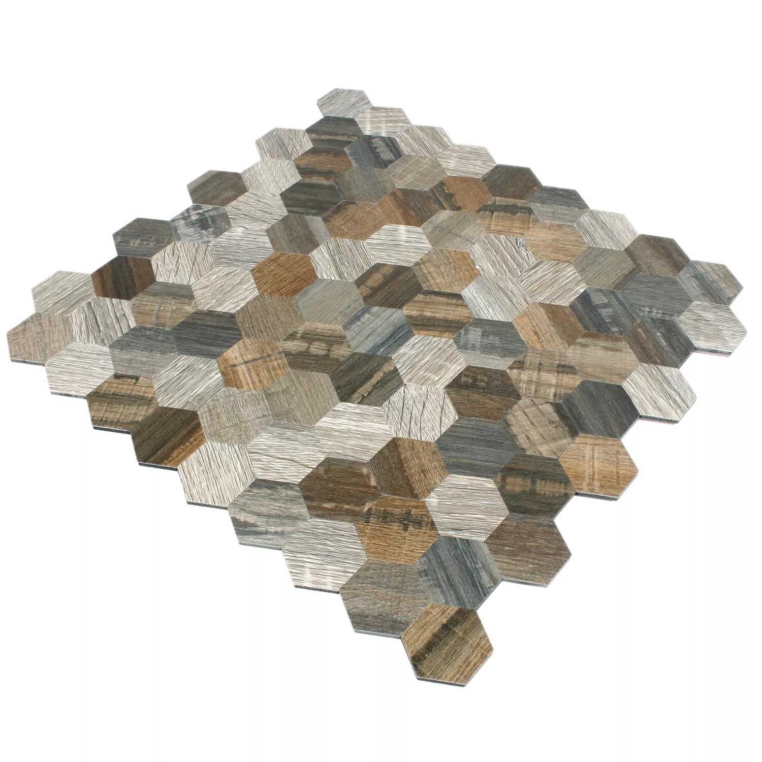 Mozaik Pločice Imitacija Drva Metal Šesterokut Samoljepljiv Morelia