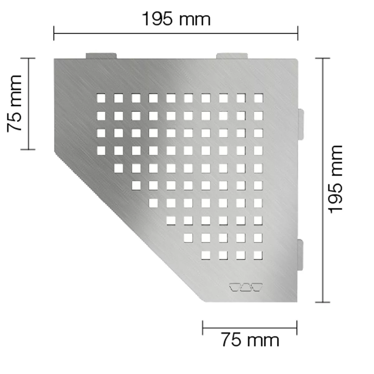 Zidna polica polica za tuš Schlüter 5eck 19,5x19,5 cm kvadratna srebrna