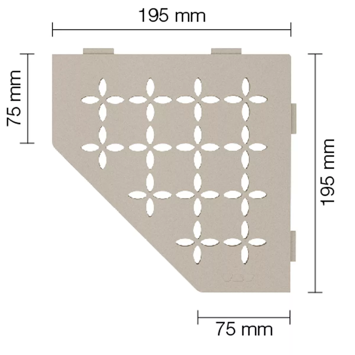 Zidna polica za tuš kabinu Schlüter 5eck 19,5x19,5 cm Floral Cream