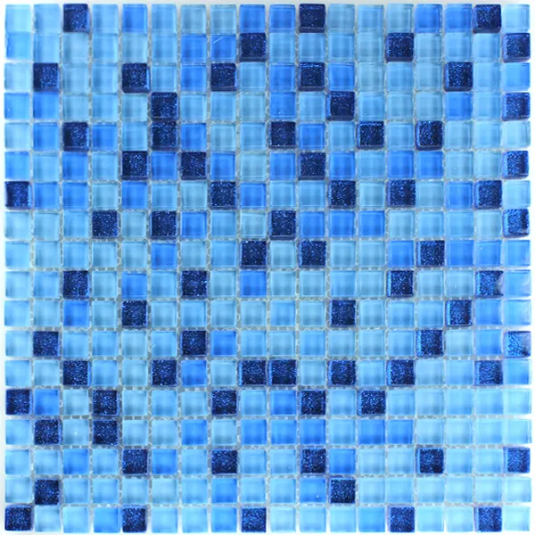 Stakleni Mozaik Pločice Plava Šljokice 15x15x8mm