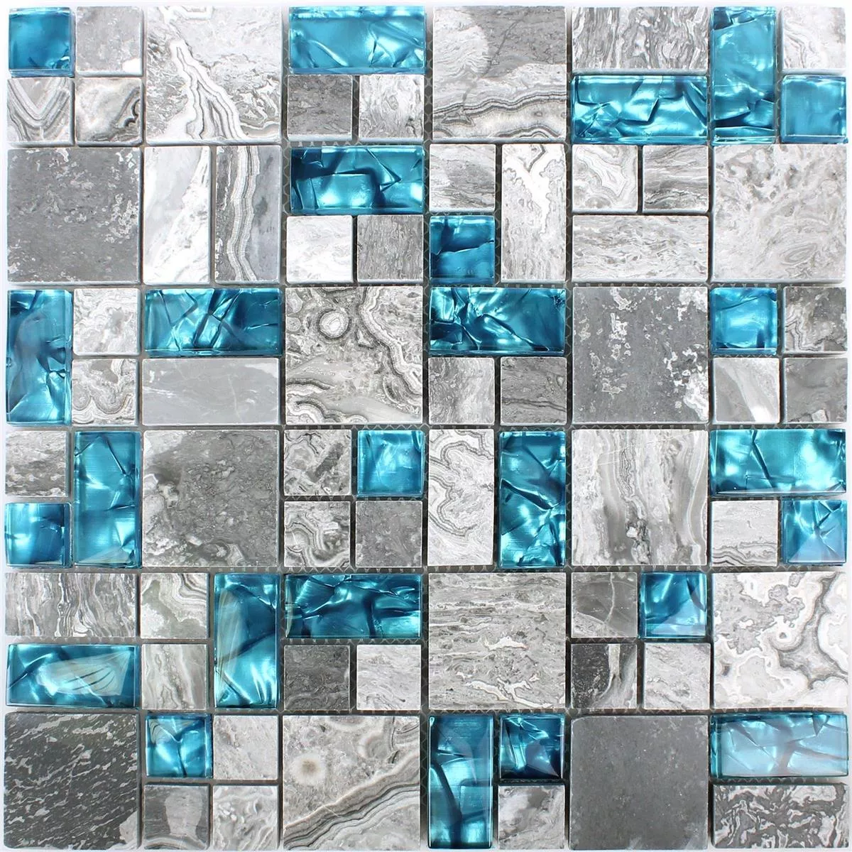 Stakleni Mozaik Pločice Od Prirodnog Kamena Sinop Siva Plava 2 Mix