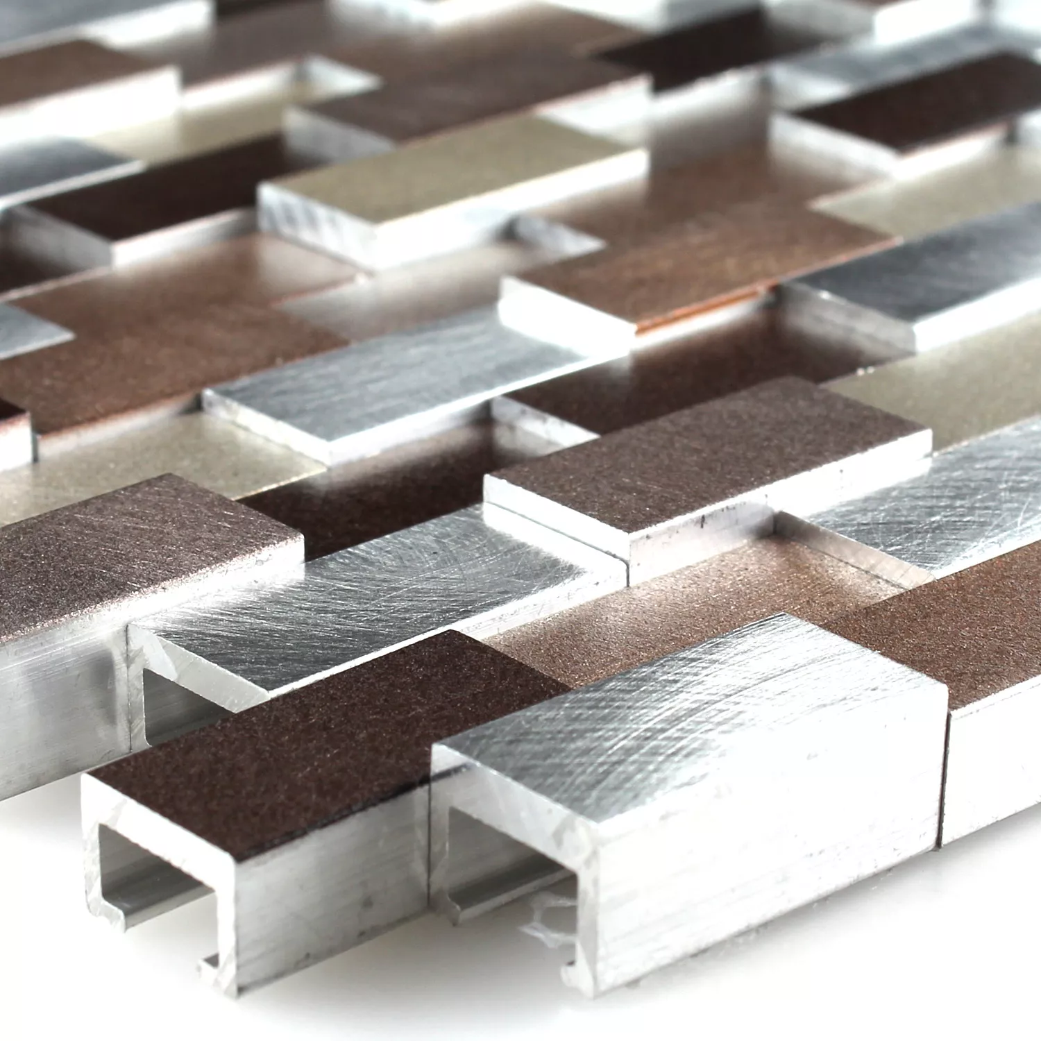 Mozaik Pločice Aluminij Metal Langley 3D Bakar Smeđa