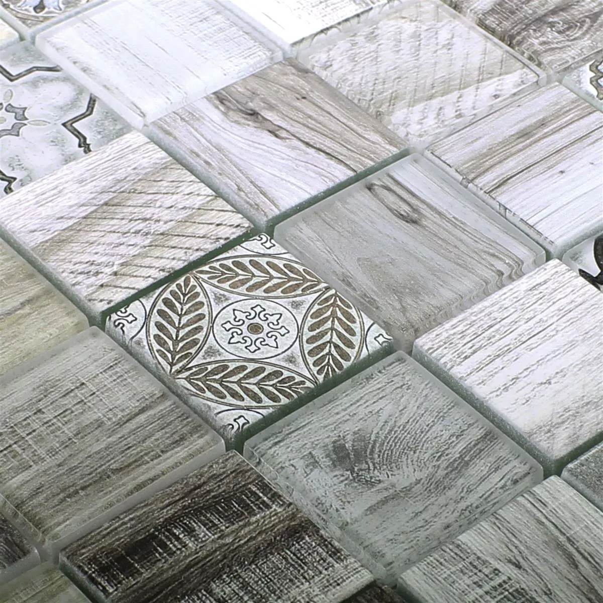 Uzorak Stakleni Mozaik Pločice Imitacija Drva Makarska Bež