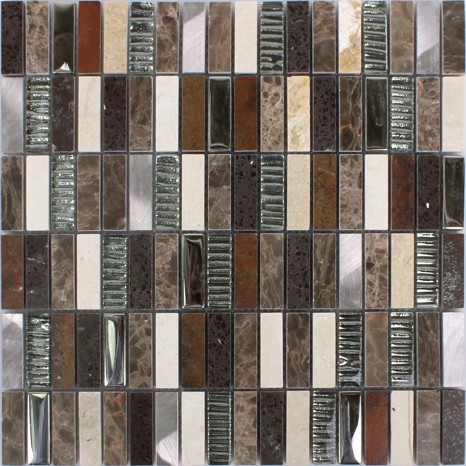 Mozaik Pločice Metal Staklo Prirodni Kamen Bež Smeđa Mix