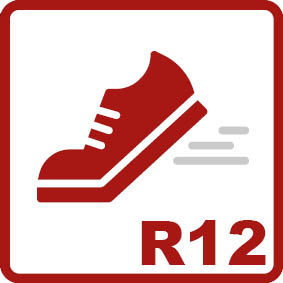 Antiskliznost R12 
Kut nagiba 27-35°Visoka vrijednost trenja, idealna za područja kao što su hladnjače, vatrogasne postaje ili postrojenja za pročišćavanje otpadnih voda.