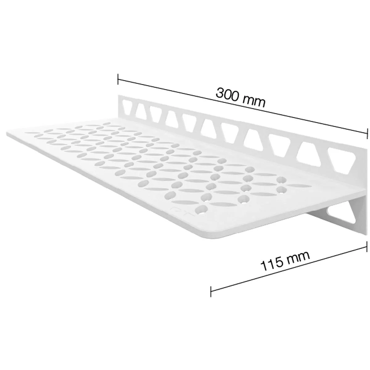 Polica za tuš zidna polica Schlüter pravokutnik 30x11,5 cm cvjetno bijela