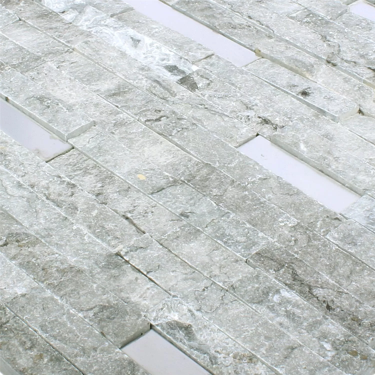 Uzorak Mozaik Pločice Deepstone Prirodni Kamen Čelik Siva 3D