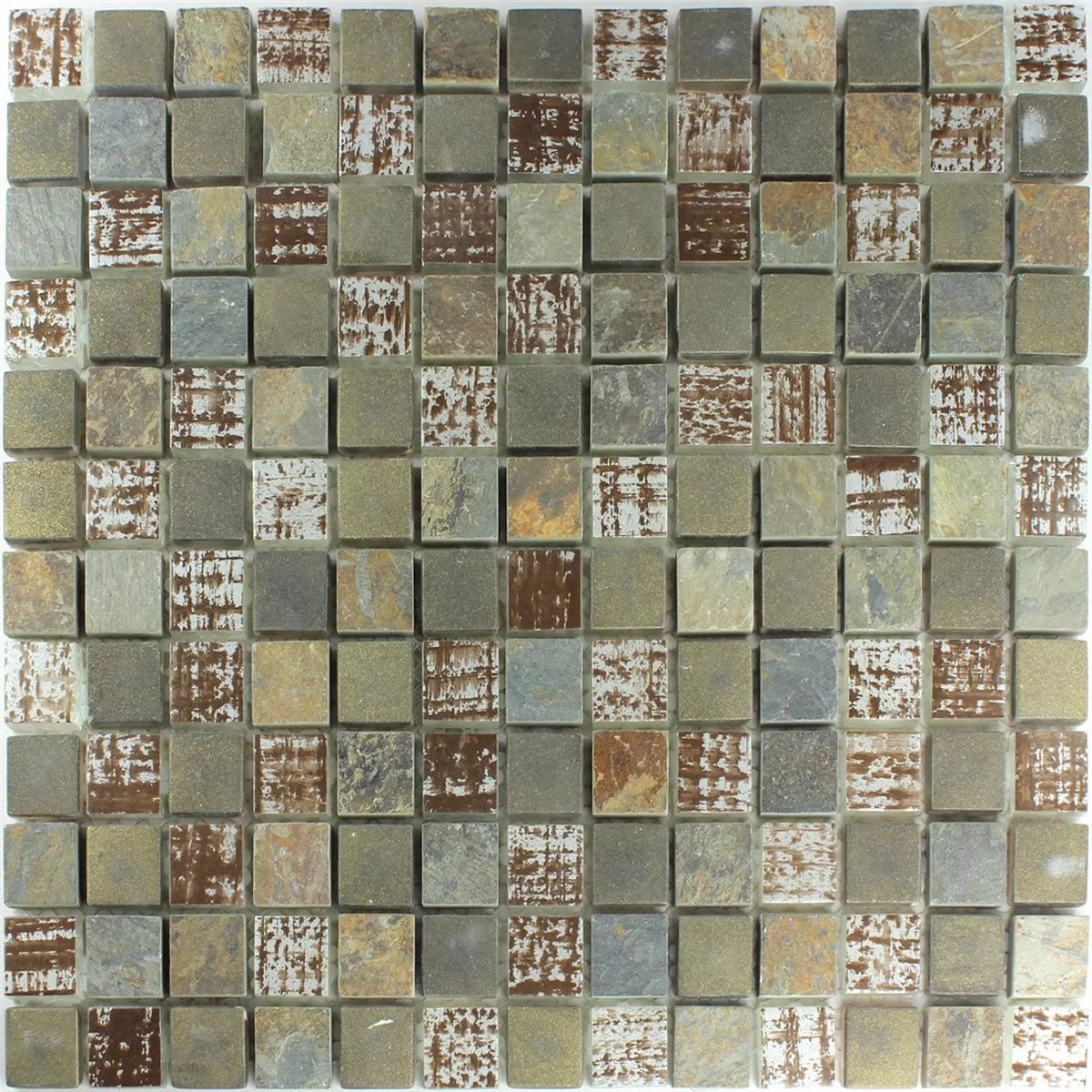 Mozaik Pločice Kvarcit Staklo Rđa