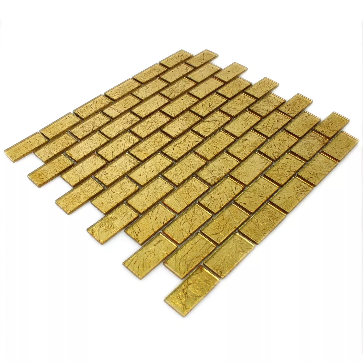 Mozaik Pločice Staklo Brick Kristal Zlatna Struktura