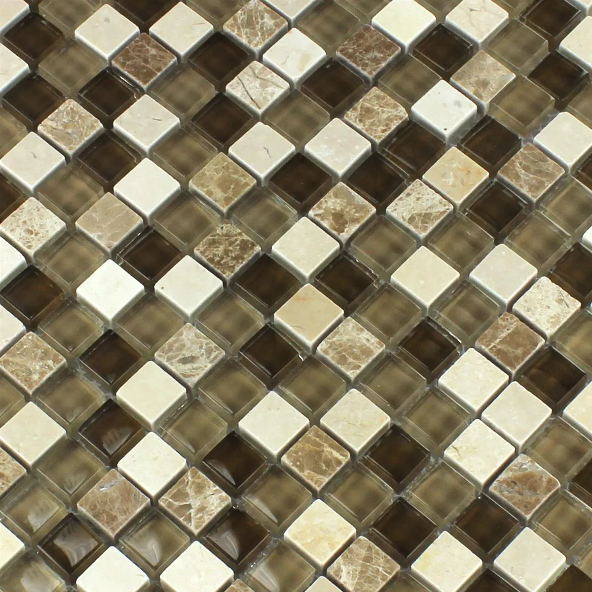 Mozaik Pločice Staklo Mramor Smeđa Bež 15x15x8mm