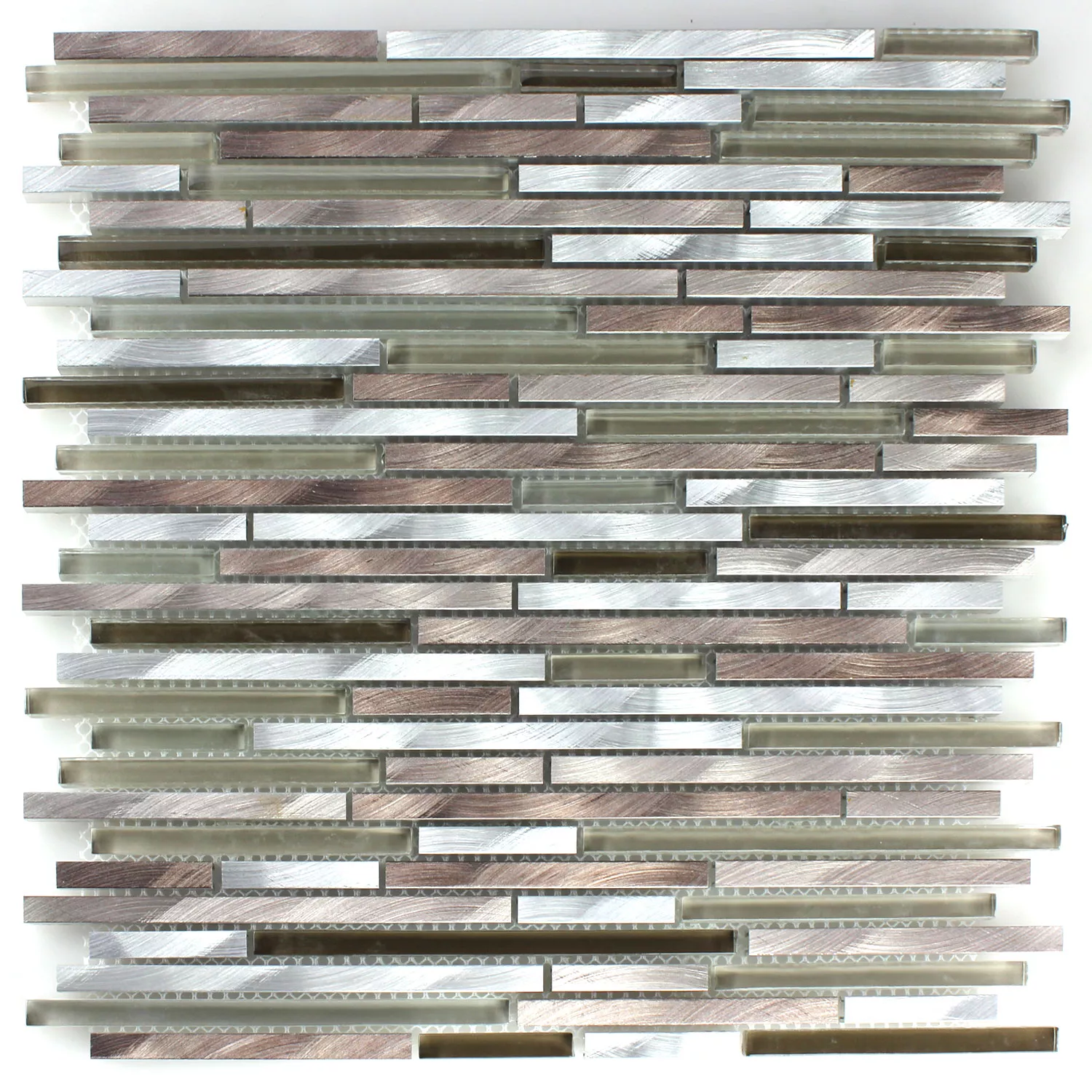 Uzorak Mozaik Pločice Staklo Aluminij Metal Smeđa Srebrna Mix