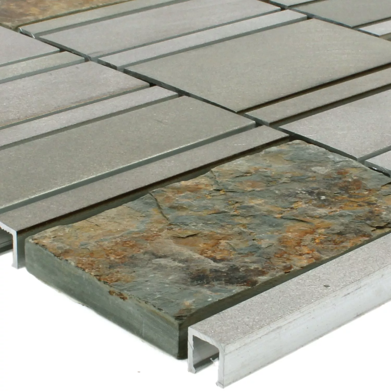 Uzorak Mozaik Pločice Prirodni Kamen Aluminij Avanti Smeđa